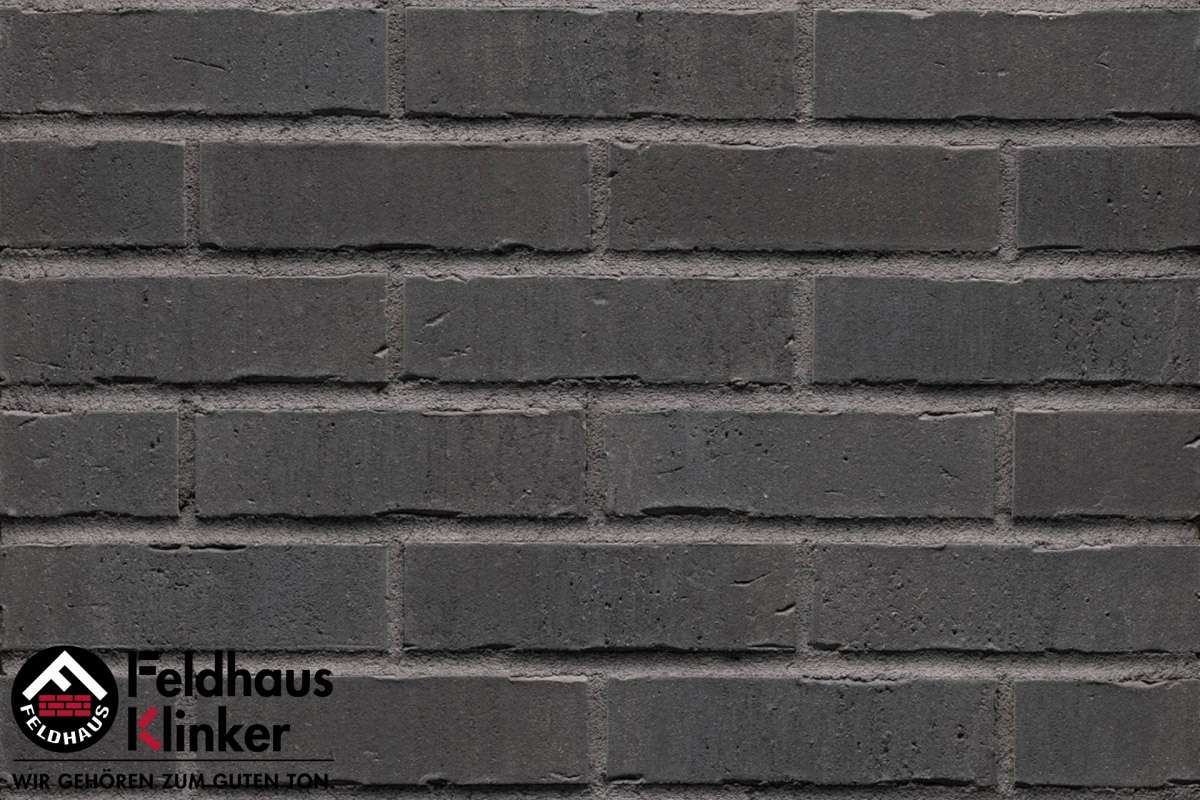 Клинкер Feldhaus Klinker Vascu Vulcano Petino R736NF14, цвет чёрный, поверхность матовая, под кирпич, 71x240
