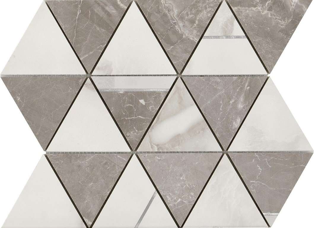Мозаика Piemme Piemme Mos. Arrows Warm Lev. 02633, цвет белый серый, поверхность полированная, прямоугольник, 280x325