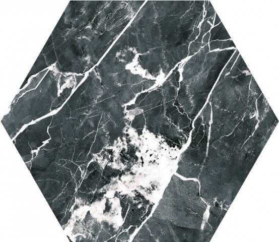 Керамогранит Realonda Opal Hexamix Dark Marble, цвет серый тёмный, поверхность матовая, шестиугольник, 285x330