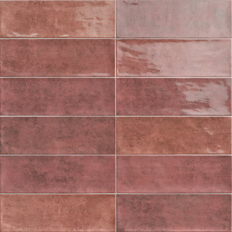 Керамическая плитка Mainzu Cinque Terre Carmine, цвет красный, поверхность глянцевая, прямоугольник, 100x300