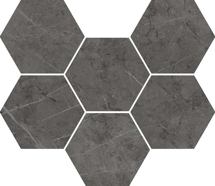 Мозаика Italon Charme Evo Antracite Mosaico Hexagon 620110000050, цвет серый, поверхность матовая, шестиугольник, 250x290