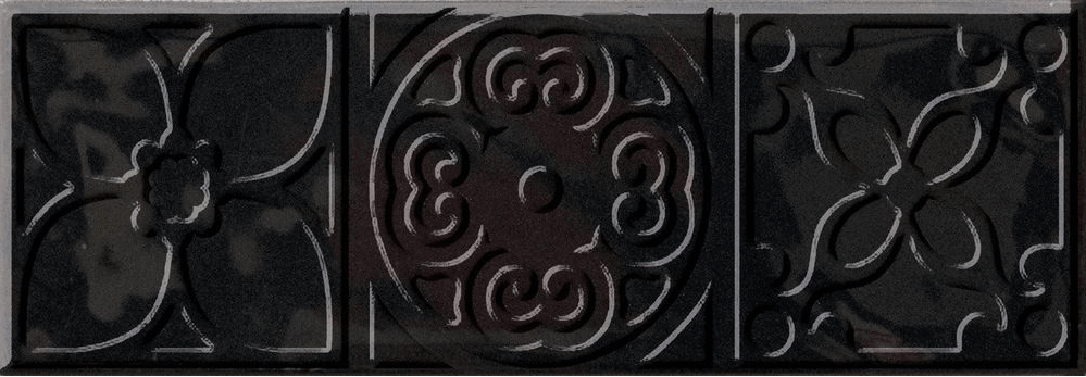 Декоративные элементы Cifre Bulevar Altair Black Decor, цвет чёрный, поверхность глянцевая, прямоугольник, 100x300