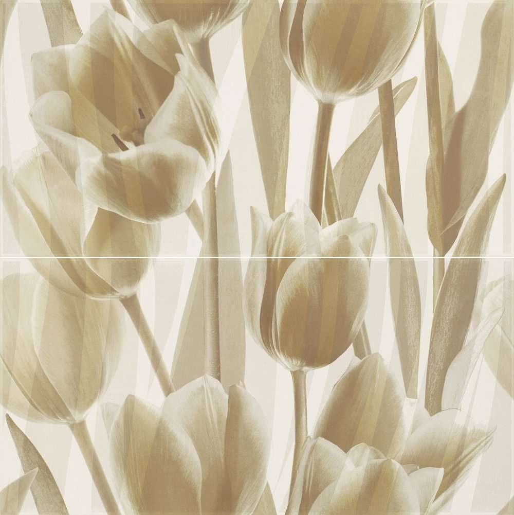 Панно Paradyz Coraline Panel Tulipany, цвет коричневый, поверхность глянцевая, квадрат, 600x600