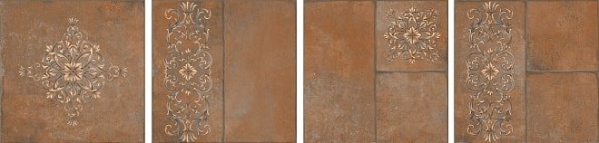 Керамогранит Kerama Marazzi Каменный остров коричневый декорированный SG926400N, цвет терракотовый, поверхность матовая, квадрат, 300x300