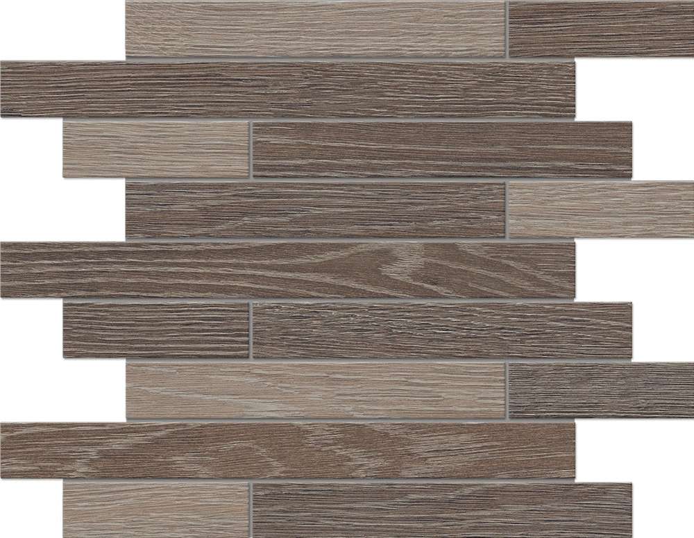 Мозаика Estima Kraft Wood Mosaic Muretto Light Grey KW01 70435, цвет коричневый, поверхность структурированная, прямоугольник, 300x350