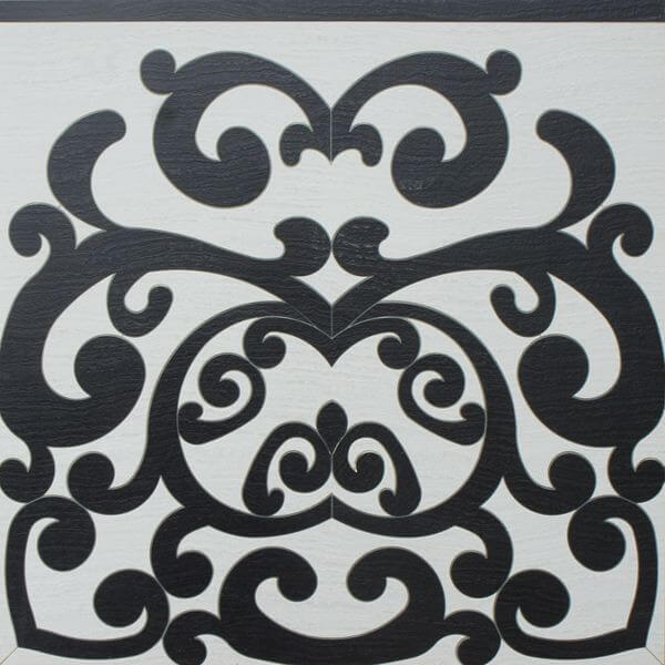 Декоративные элементы Infinity Piemonti Lineal Decor, цвет чёрно-белый, поверхность глянцевая, квадрат, 600x600