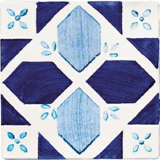 Декоративные элементы Cevica Dec. Castellon Antic Blanco, цвет синий, поверхность глянцевая, квадрат, 130x130