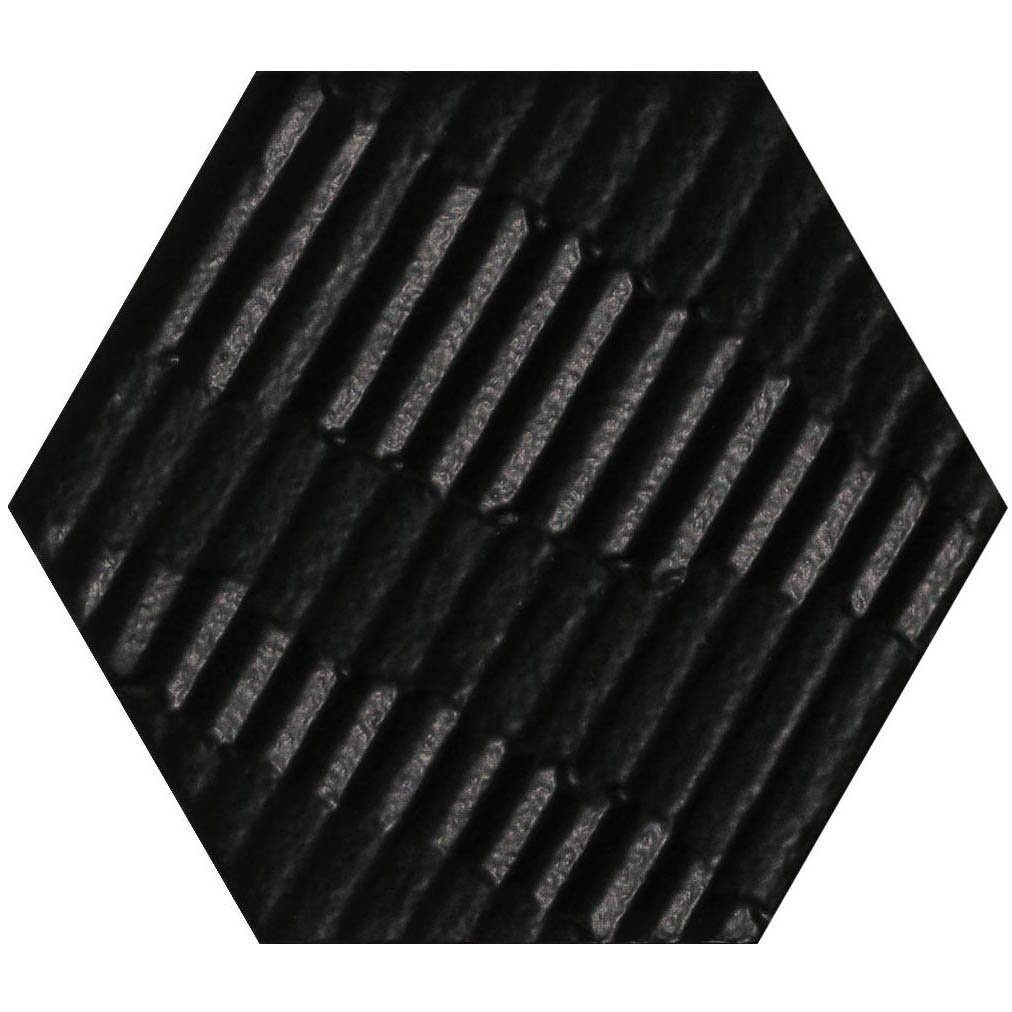 Керамогранит Settecento Matiere Hexa-Stile Carton Black, цвет чёрный, поверхность матовая, шестиугольник, 126x110