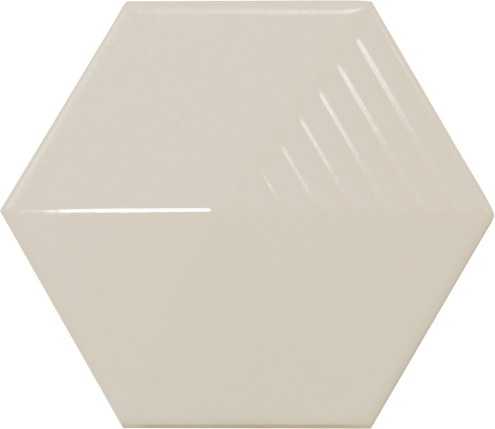 Керамическая плитка Equipe Magical 3 Umbrella Greige 23217, цвет бежевый, поверхность глянцевая 3d (объёмная), шестиугольник, 107x124