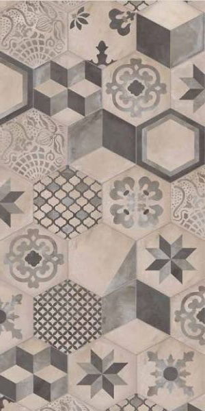 Декоративные элементы Marca Corona Terra Mix Decori Esagono Vers. F 0602, цвет серый, поверхность матовая, прямоугольник, 216x250