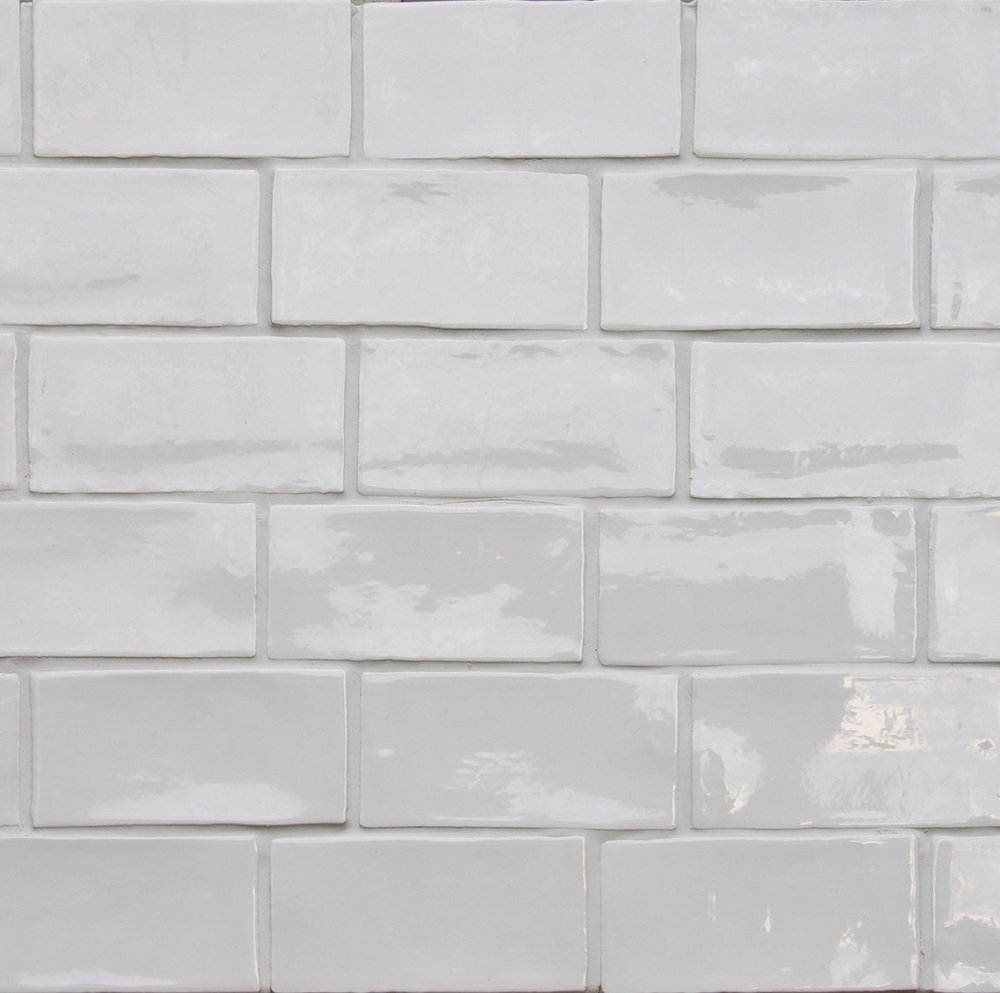 Керамическая плитка Terratinta Betonbrick White Glossy TTBB71WGW, цвет белый, поверхность глянцевая, кабанчик, 75x150