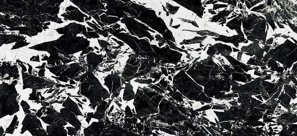 Керамогранит Floor Gres B&W Marble Fragment High-Glossy 766414, цвет чёрно-белый, поверхность полированная, прямоугольник, 400x800