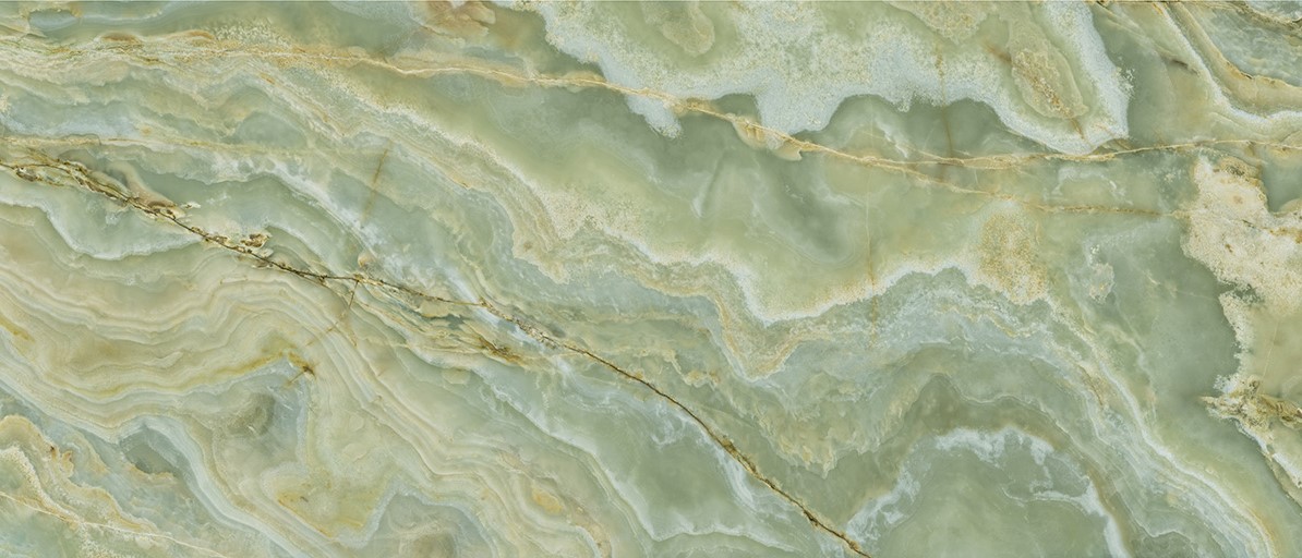 Широкоформатный керамогранит  Onice Iride Giada Lapp Rett 173022, цвет зелёный, поверхность лаппатированная, прямоугольник, 1200x2800