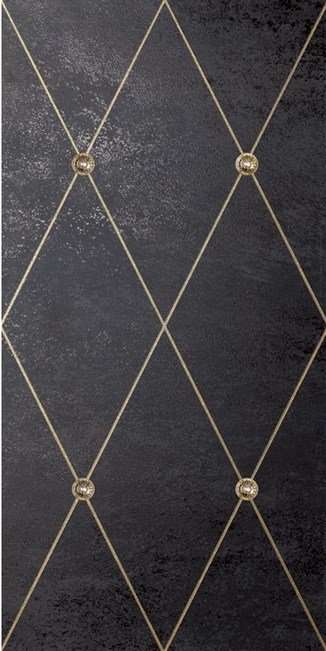 Декоративные элементы Petracers Ad Maiora Rhombus Fregio Swarovsky Oro Nero, цвет чёрный, поверхность матовая, прямоугольник, 500x1000
