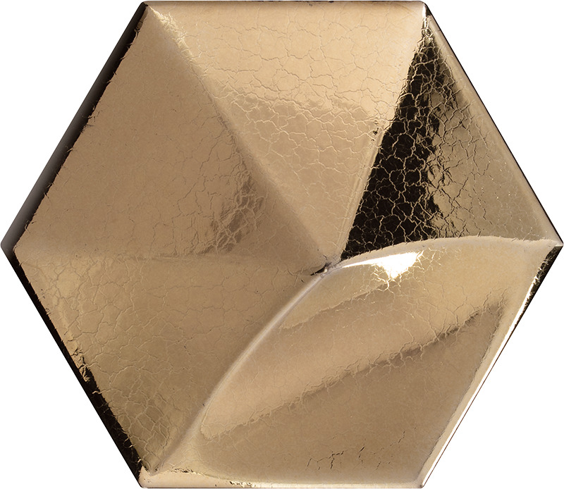 Керамическая плитка Equipe Magical 3 Oberland Metallic 24436, цвет золотой, поверхность глянцевая 3d (объёмная), шестиугольник, 107x124