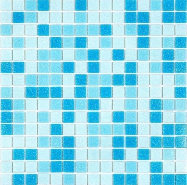 Мозаика Alma Mosaic Смеси 20 Aqua(m) CES/124-2(m), цвет синий голубой, поверхность глянцевая, квадрат, 327x327