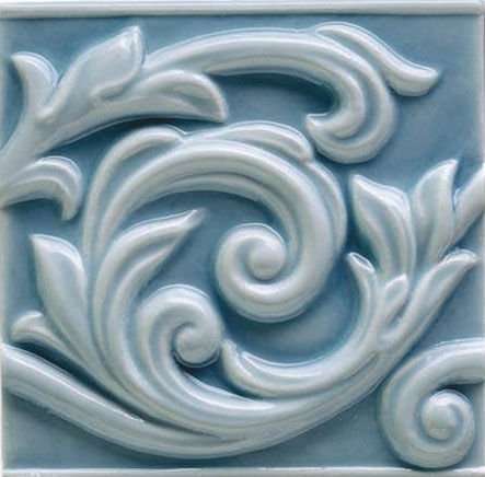 Декоративные элементы Grazia Essenze Voluta Genziana VO06, цвет голубой, поверхность глянцевая, квадрат, 130x130