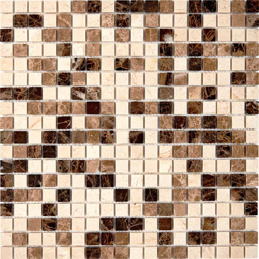 Мозаика Pixel Mosaic PIX268 Мрамор (15x15 мм), цвет бежевый, поверхность глянцевая, квадрат, 305x305