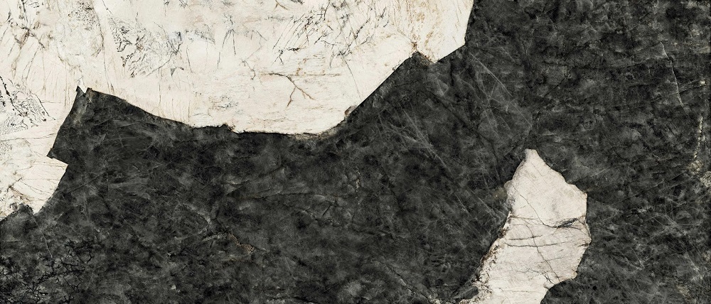 Широкоформатный керамогранит Ava Magma Black & White Lapp 189004, цвет чёрно-белый, поверхность лаппатированная, прямоугольник, 1200x2800