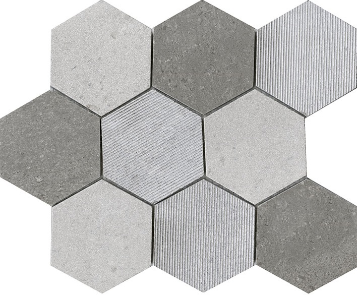 Мозаика L'Antic Colonial World Hexagon Texture Grey L241716161, цвет серый, поверхность матовая, шестиугольник, 259x299