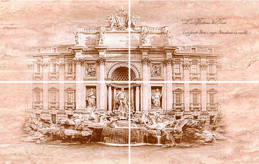 Панно Terracotta Панно Travertin Fontana di Trevi, цвет бежевый, поверхность матовая, прямоугольник, 500x800