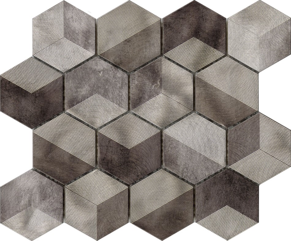 Мозаика L'Antic Colonial Future Quartz L241717431, цвет серый коричневый, поверхность матовая, шестиугольник, 258x300