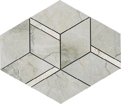 Мозаика Ava Bolgheri Stone Rombo Sage Nat Ret 196103, цвет серый, поверхность натуральная, ромб, 220x370