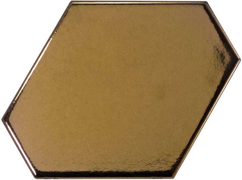 Керамическая плитка Equipe Scale Benzene Metallic 23835, цвет золотой, поверхность глянцевая, шестиугольник, 108x124