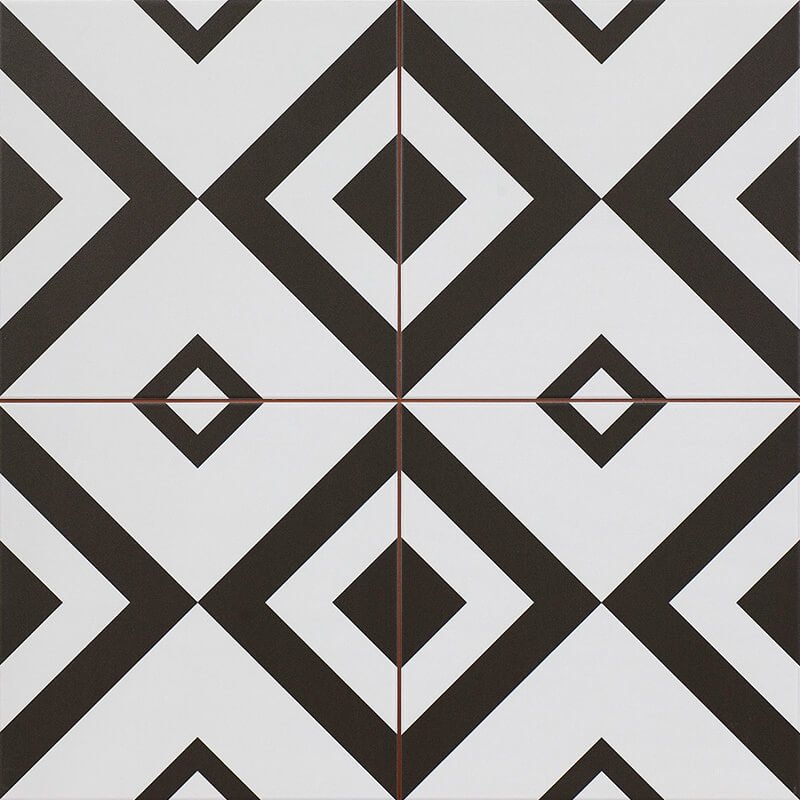 Керамическая плитка Dvomo Timeless Brixton, цвет чёрно-белый, поверхность матовая, квадрат, 450x450