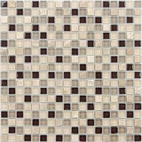 Мозаика Caramelle Mosaic Naturelle Island 8mm, цвет бежевый, поверхность глянцевая, квадрат, 305x305