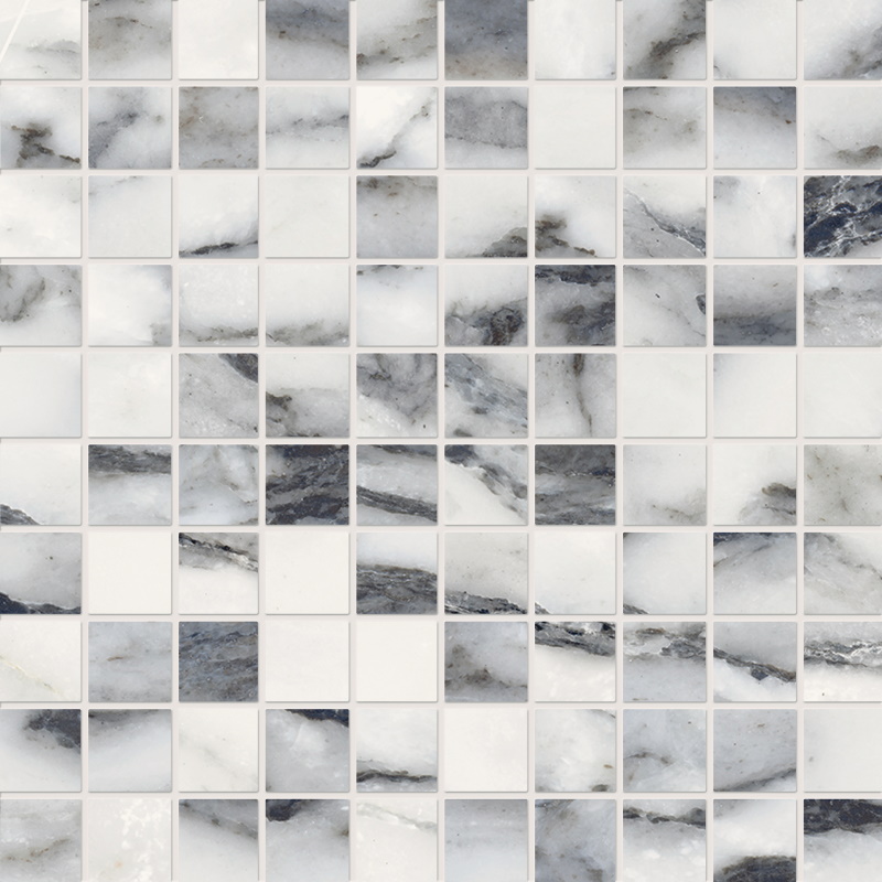 Мозаика Provenza Unique Marble Mosaico 3X3 Bianco Siena Silktech EL5Y, цвет чёрный, поверхность матовая, квадрат, 300x300