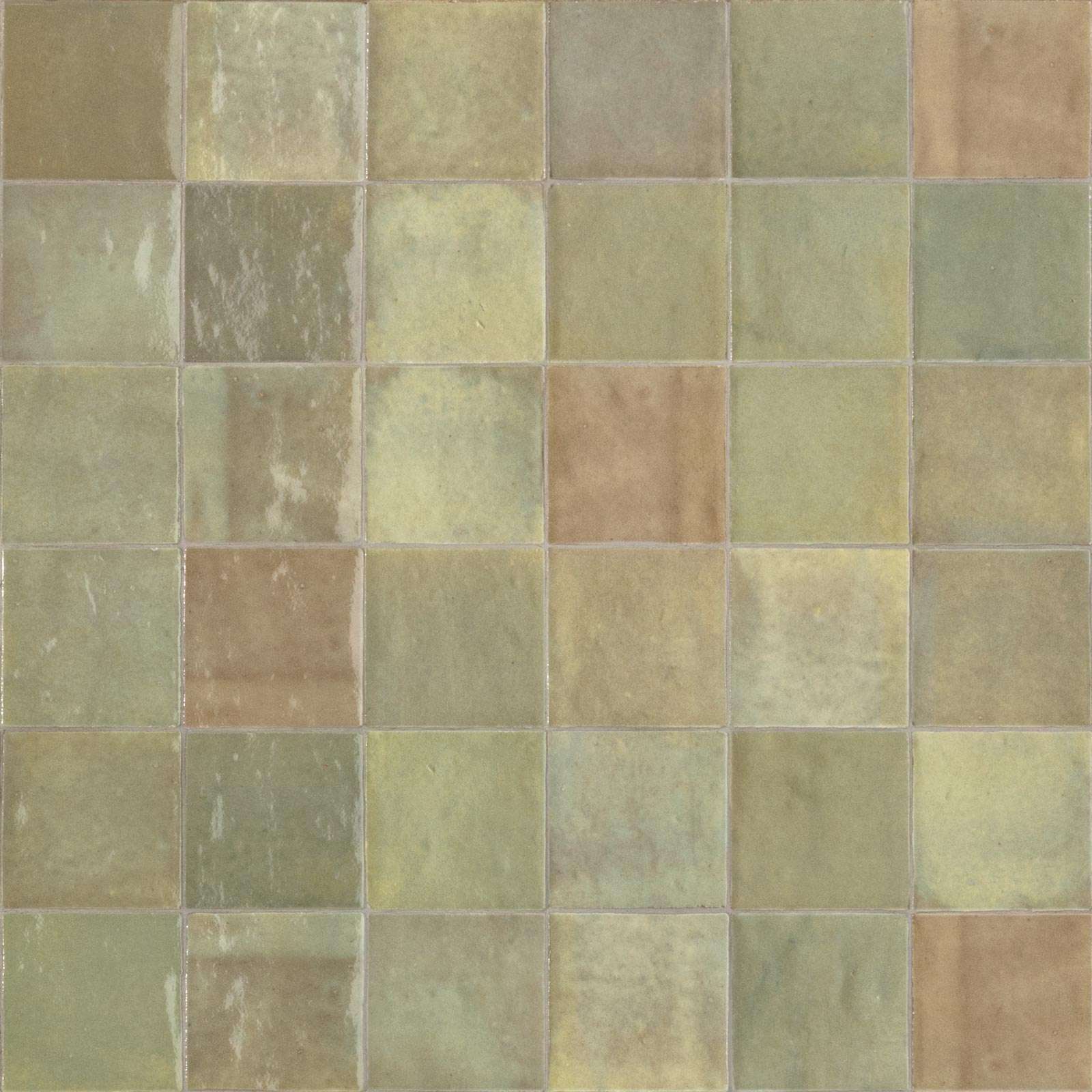 Керамическая плитка Marazzi Italy Zellige Salvi M5P3, цвет серый зелёный, поверхность глянцевая, квадрат, 100x100