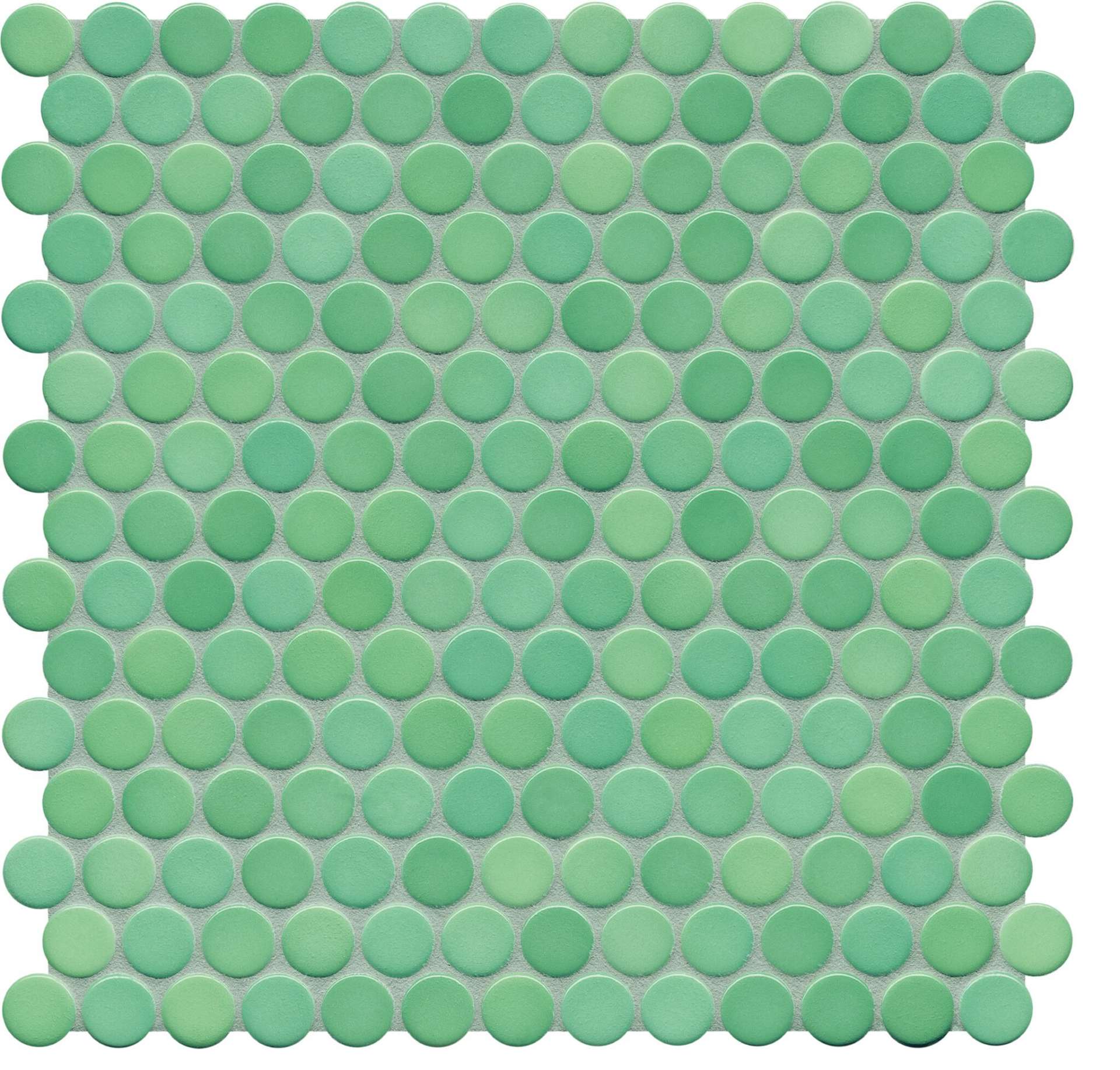 Мозаика Jasba Loop Seegr?n 40031H-44, цвет зелёный, поверхность глянцевая, круг и овал, 312x316