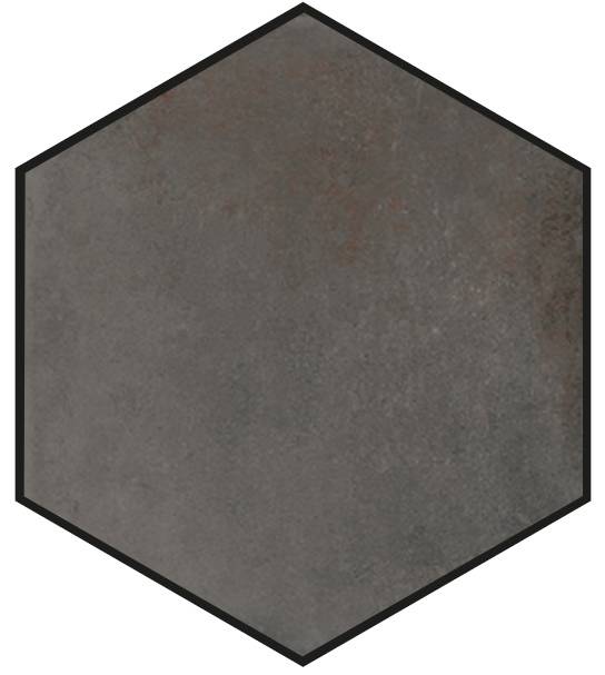 Керамогранит Cerdomus Crete Esagona Piombo 88633, цвет чёрный, поверхность матовая, шестиугольник, 198x228