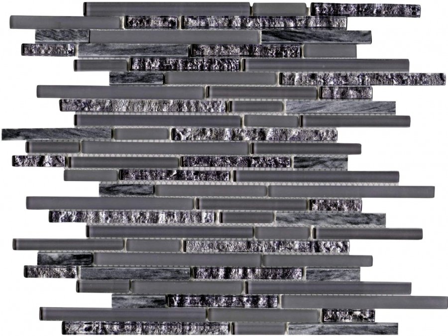 Мозаика L'Antic Colonial Eternity Mini Strip Grey L242521801, цвет серый, поверхность глянцевая, прямоугольник, 298x305