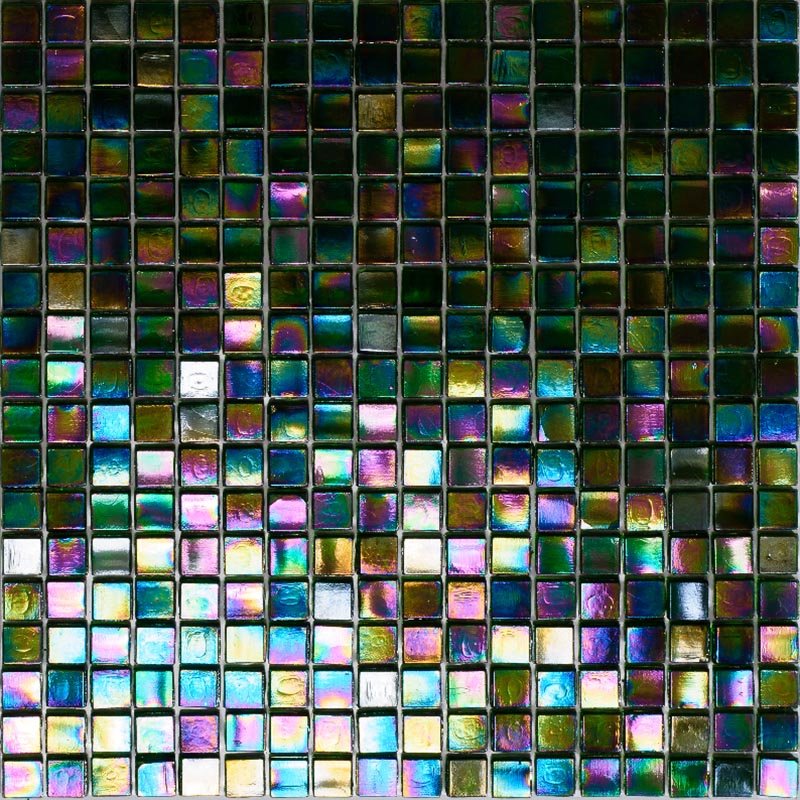 Мозаика Alma Mosaic Flicker NE35, цвет зелёный синий розовый, поверхность глянцевая, квадрат, 150x150