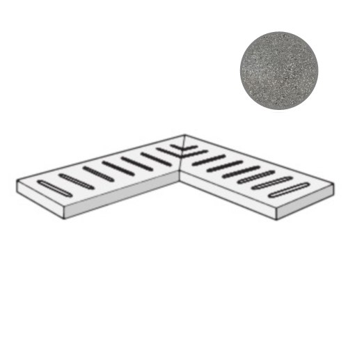 Спецэлементы ABK Out.20 Ang. Griglia Sx Blend Concrete Grey PF60007033, цвет серый, поверхность матовая, прямоугольник, 150x600