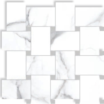 Мозаика Cerdomus Statuario Contrasti Bianco Nat. con Tozz. Piombo 72802, цвет белый, поверхность матовая, квадрат, 300x300