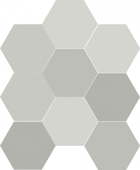 Керамогранит Dune Chicago Exa Ash 188276, цвет серый, поверхность матовая, шестиугольник, 215x215