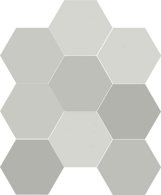 Керамогранит Dune Chicago Exa Ash 188276, цвет серый, поверхность матовая, шестиугольник, 215x215