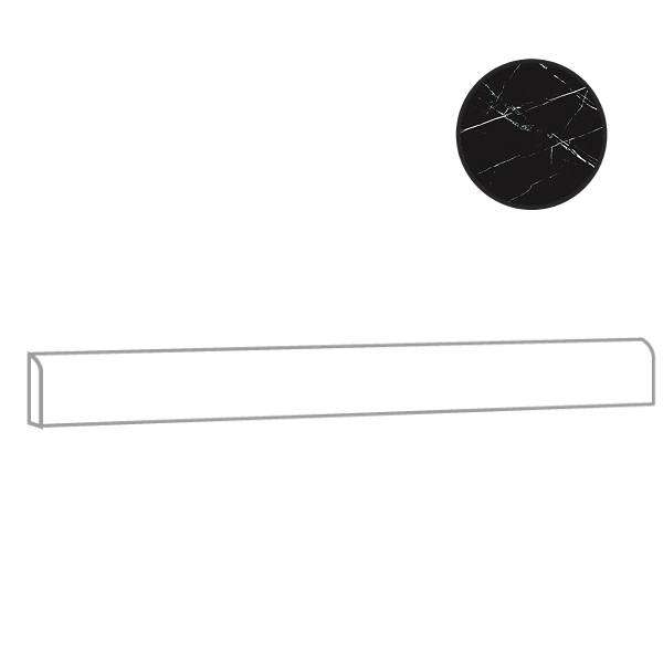 Бордюры Alfalux Canova Pro Bellagio Battiscopa Lucido Rett T222486, цвет чёрный, поверхность полированная, прямоугольник, 75x900