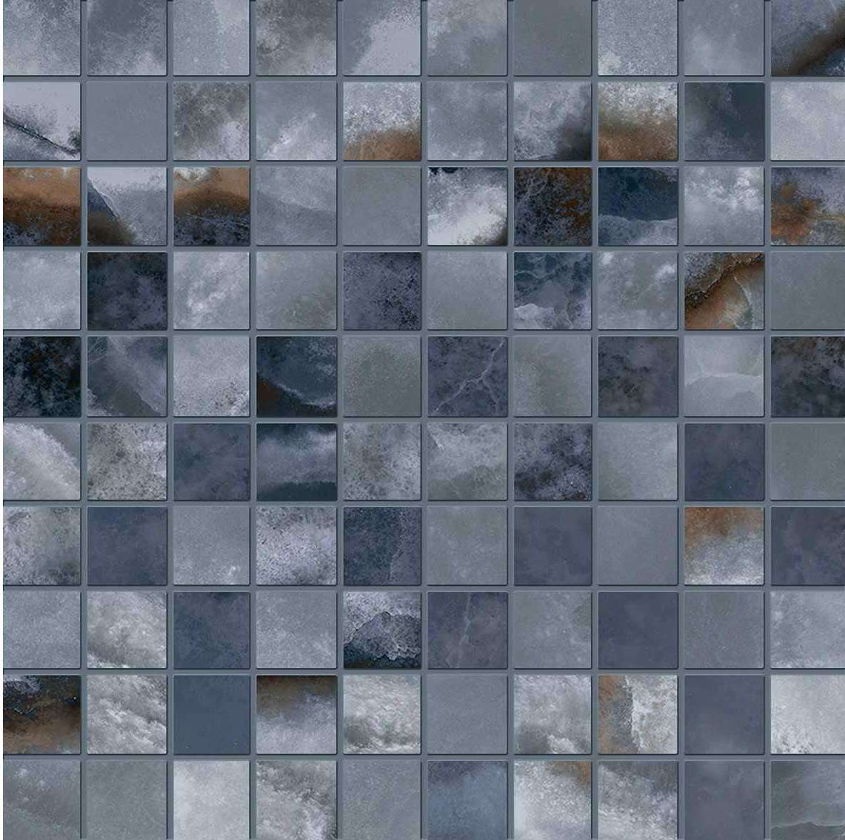 Мозаика Emilceramica (Acif) Tele Di Marmo Onyx Mosaico 3X3 Blue Silk EKZ8, цвет голубой, поверхность матовая, квадрат, 300x300