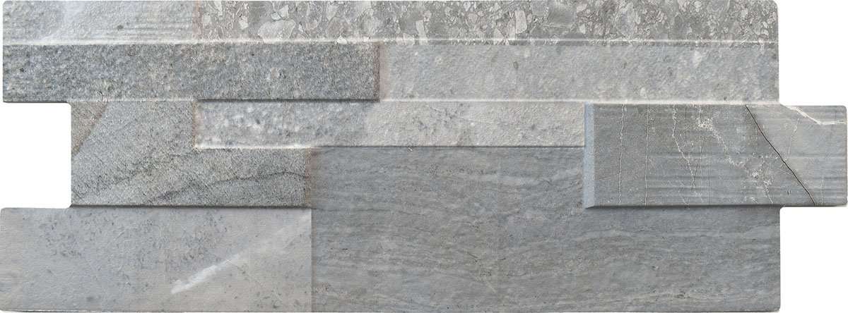 Керамогранит Keradom Loft Grigio, цвет серый, поверхность 3d (объёмная), прямоугольник, 160x400