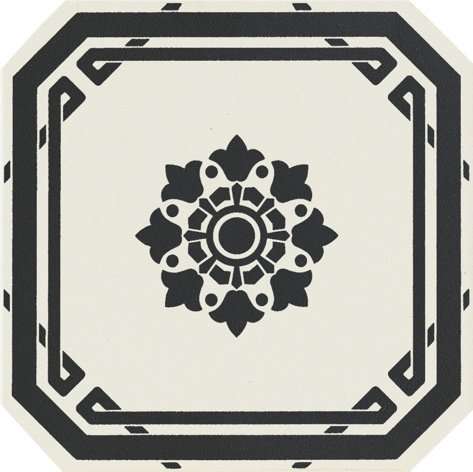 Керамогранит Grazia Old England Ottagono Ed York OEOD5, цвет чёрно-белый, поверхность матовая, восьмиугольник, 200x200