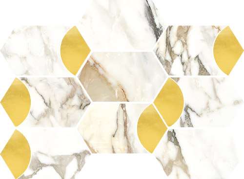 Мозаика Vallelunga Luce Oro Lusso Esag Oro 6001279, цвет бежевый золотой, поверхность глянцевая, шестиугольник, 260x350