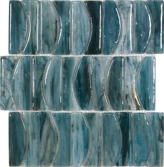 Мозаика Dune Glass Mosaics Blues 187124, цвет бирюзовый, поверхность глянцевая, , 303x340