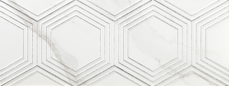 Керамическая плитка Azulev Calacatta Decor Hexa White Matt, цвет белый, поверхность матовая, прямоугольник, 250x650