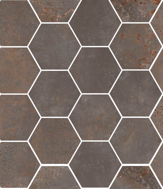 Мозаика Sant Agostino Oxidart Hexagon Iron CSAHOXIR26, цвет серый, поверхность матовая, шестиугольник, 270x325
