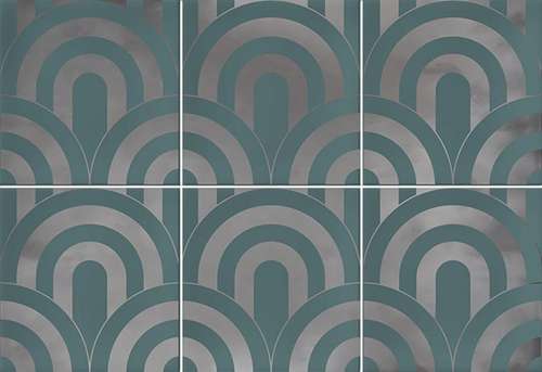 Керамическая плитка Vives Hanami Takada Turquesa Plata VIV-HAN-081, цвет бирюзовый, поверхность глянцевая, прямоугольник, 230x335