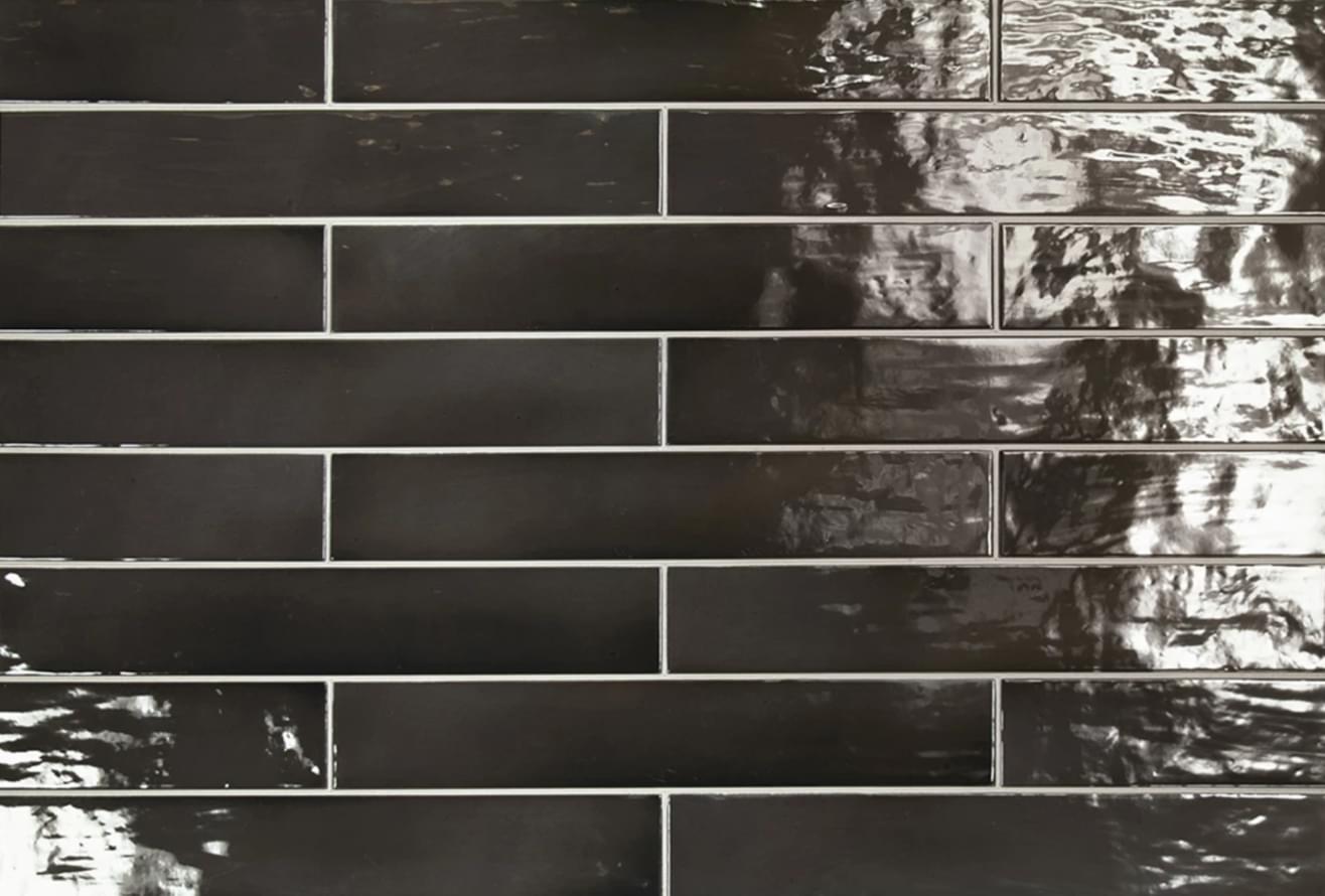 Керамическая плитка Equipe Manacor Black 26926, цвет чёрный тёмный, поверхность глянцевая, прямоугольник, 65x400